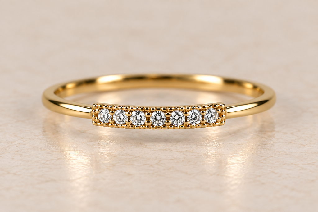 14K Yellow Gold Diamond Bar Ring