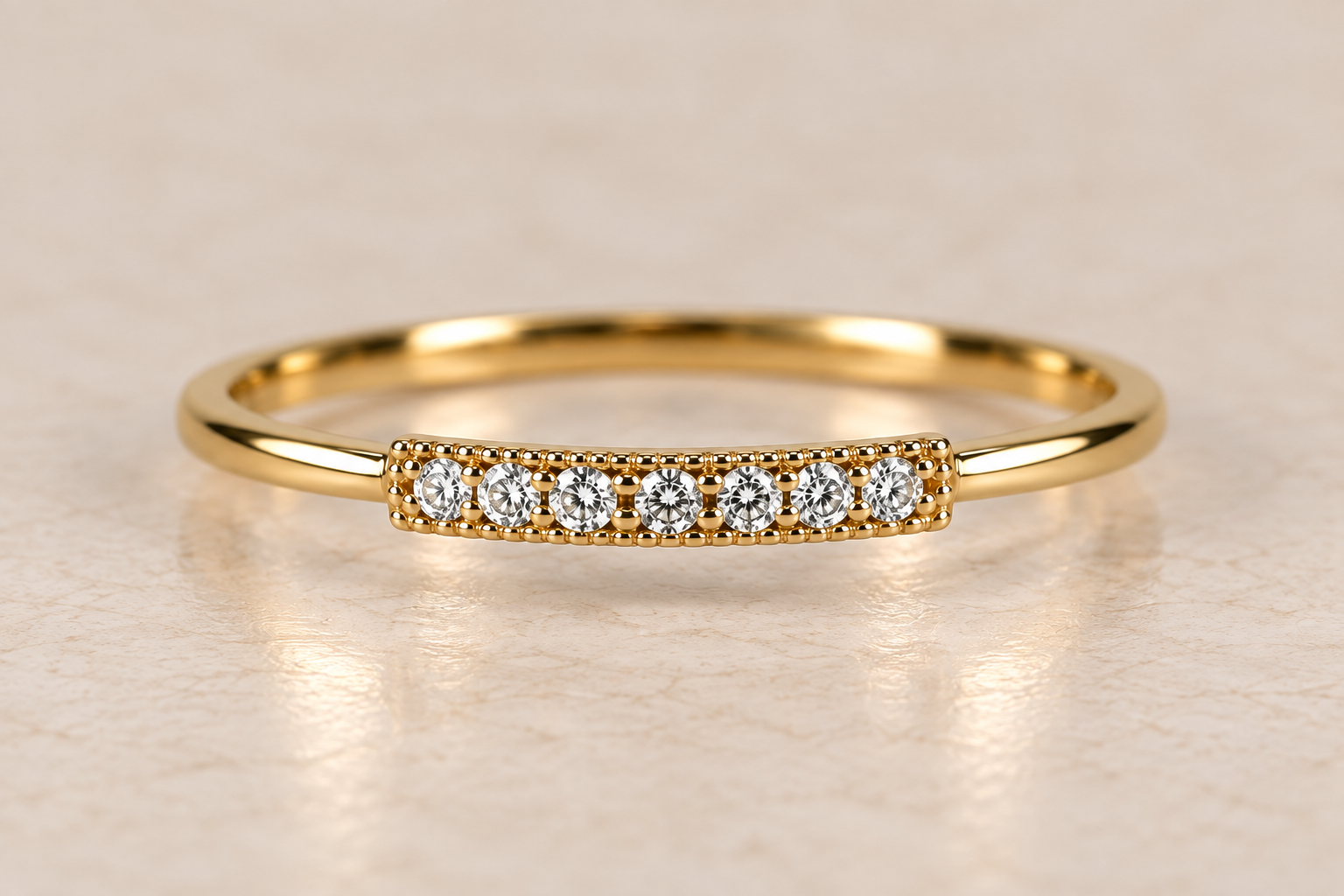 14K Yellow Gold Diamond Bar Ring
