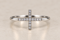 14K White Gold Diamond Mini Cross Ring