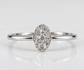 14K White Gold Oval Diamond Cluster Ring