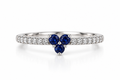 14CT White Gold Diamond & Blue Sapphire V-Shape Ring