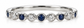 14K White Gold Diamond & Blue Sapphire Alternating Band Ring