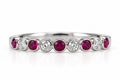 White Gold Ruby & Diamond Bezel-Set Band Ring