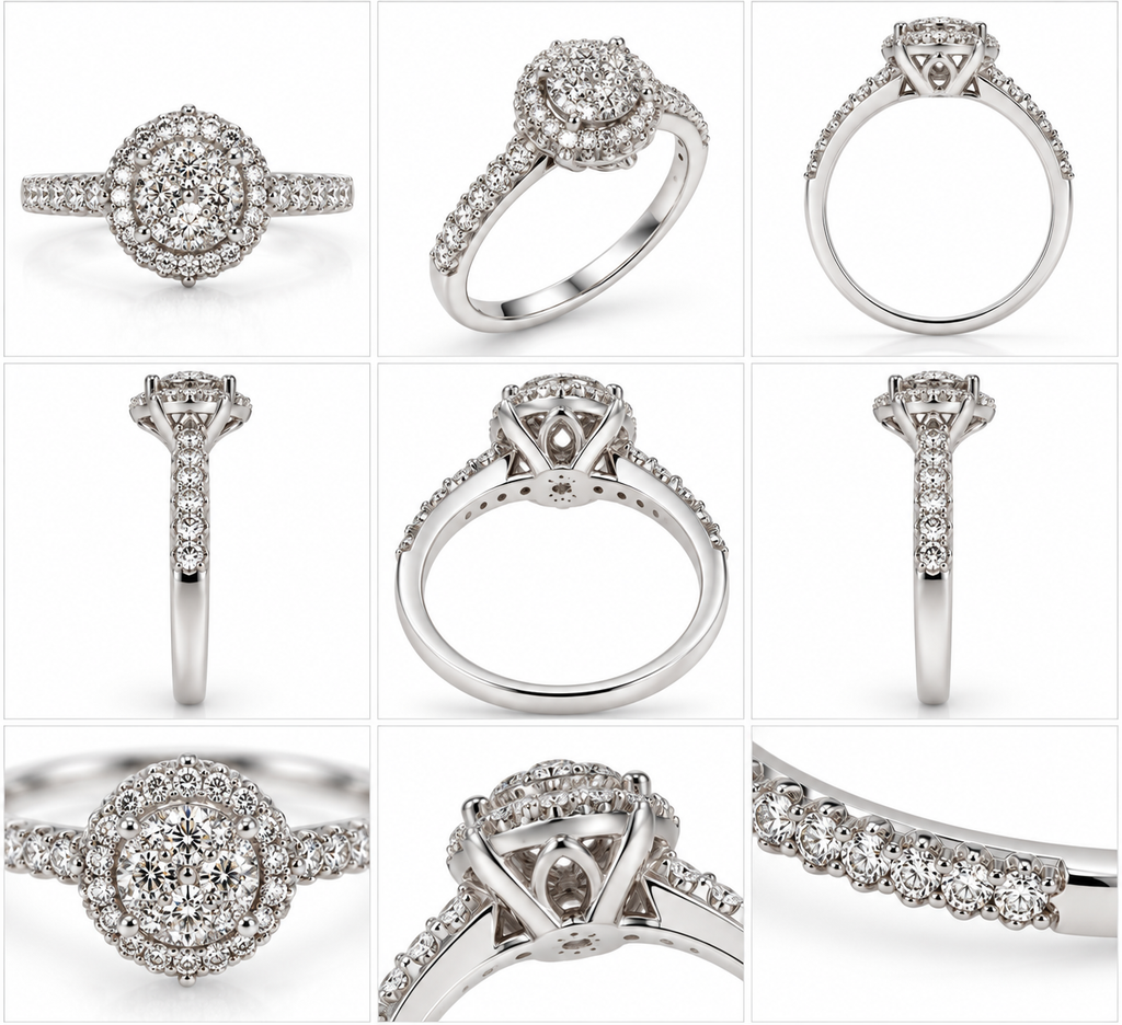 Round Diamond Cluster Halo Ring