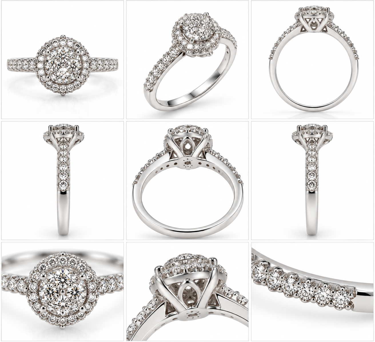 Round Diamond Cluster Halo Ring