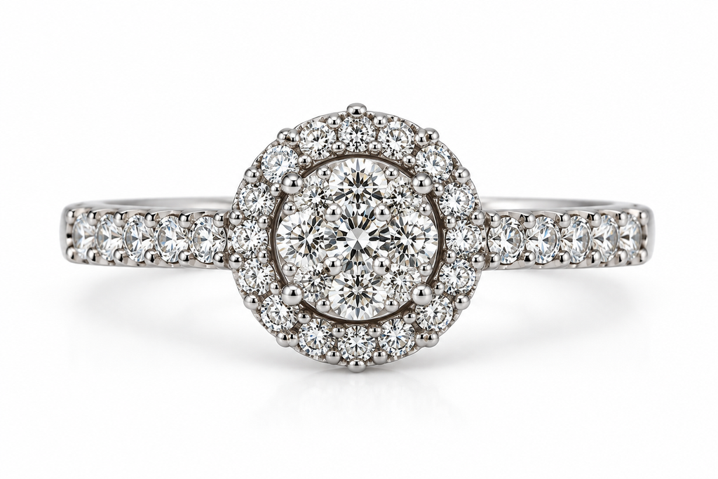 Round Diamond Cluster Halo Ring