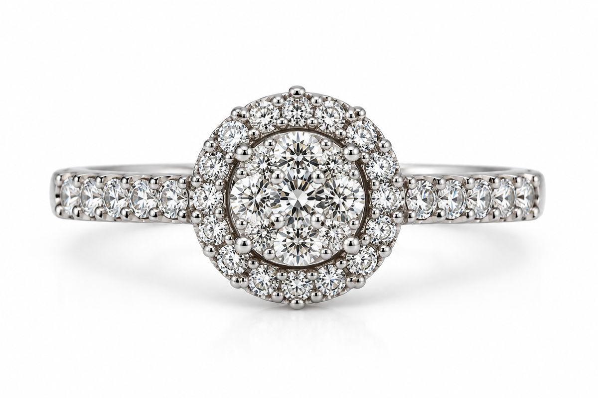 Round Diamond Cluster Halo Ring