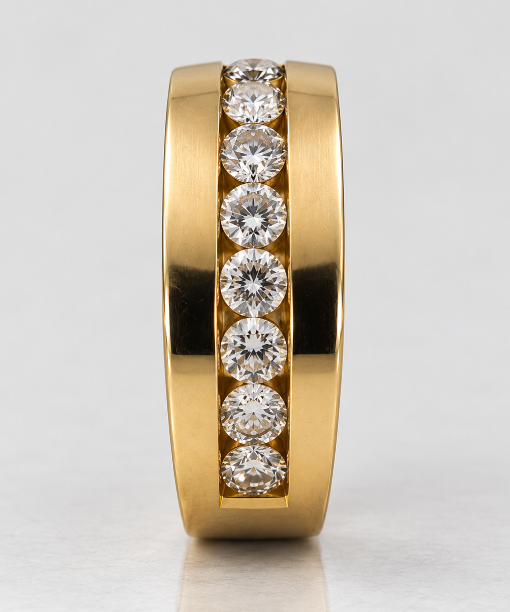 14K Yellow Gold 7-Diamond Men’s Channel Band