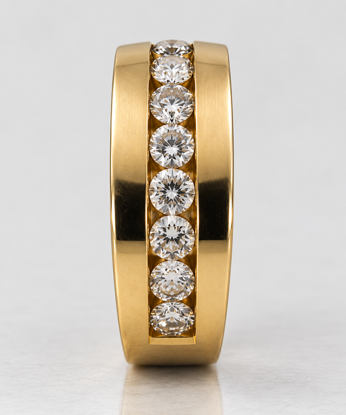 14K Yellow Gold 7-Diamond Men’s Channel Band