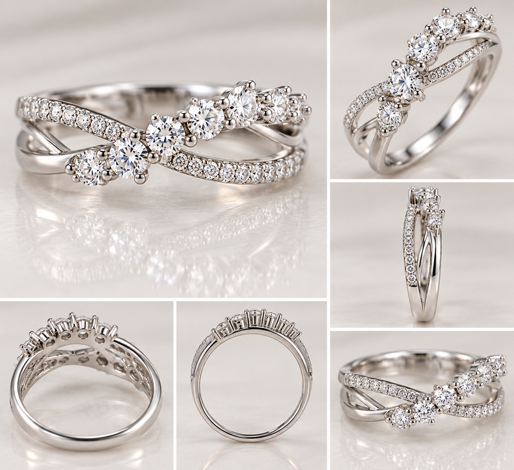 Diamond Crossover Wrap Ring – White Gold