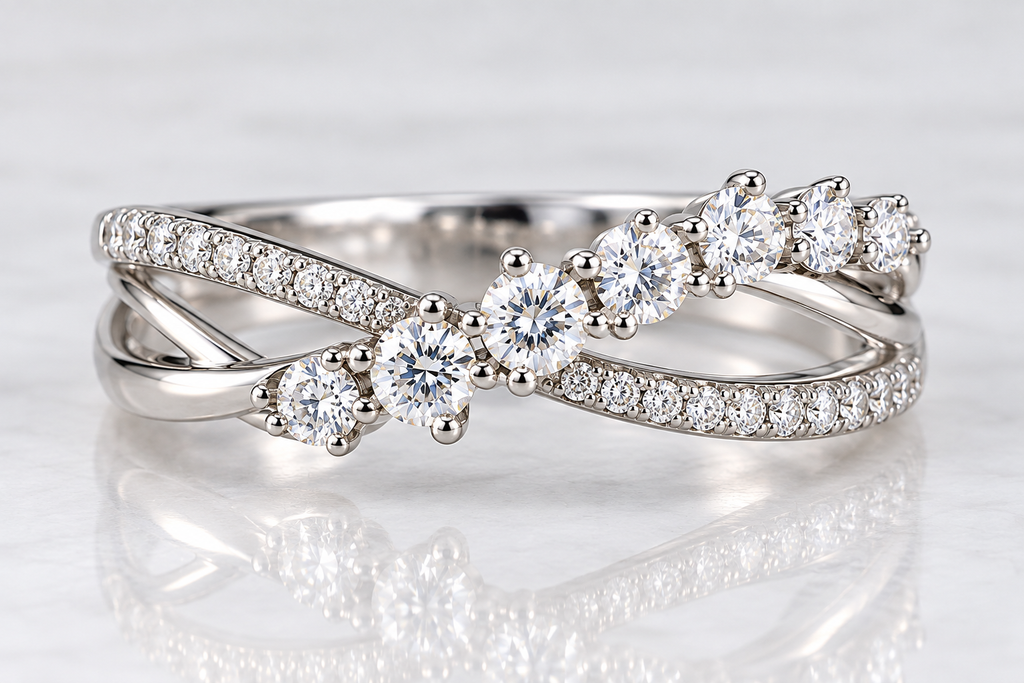 Diamond Crossover Wrap Ring – White Gold
