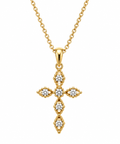 Six-Diamond Cross Pendant Necklace in Yellow Gold