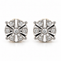 14K Gold Diamond Starburst Stud Earrings
