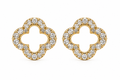 14K Gold Diamond Open Clover Stud Earrings