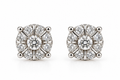 14K White Gold Diamond Cluster Stud Earrings